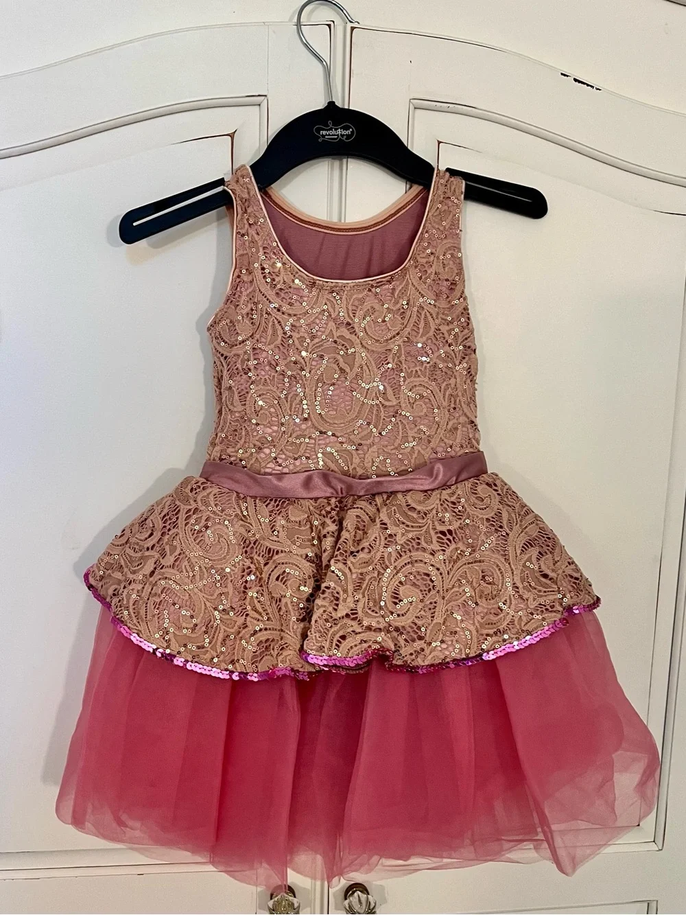 Girls Pink Lace & Tulle Ballet Dance Costume Dress